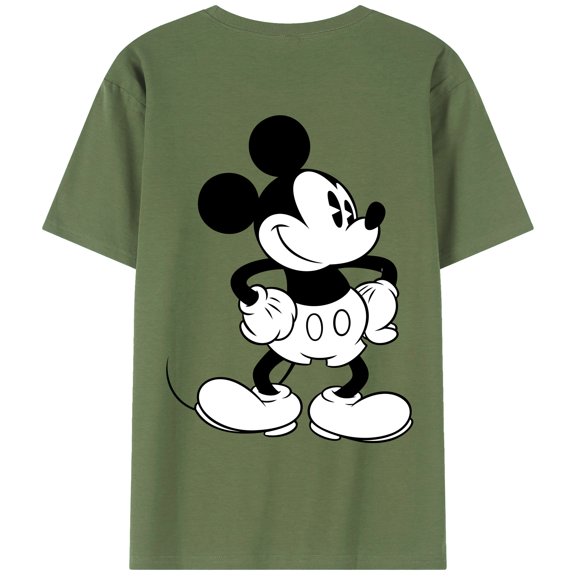 ミッキーマウス Mickey Mouse 綿100％ メンズ半袖Tシャツ（バックプリント） 通気性